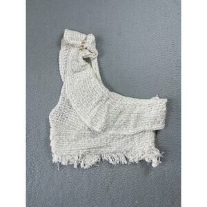 IRO Womens Size 40 One Shoulder Strap Crop Top Knit White Silver New W/ Flaw